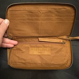 Free People Brown Leather Wallet Functional Design